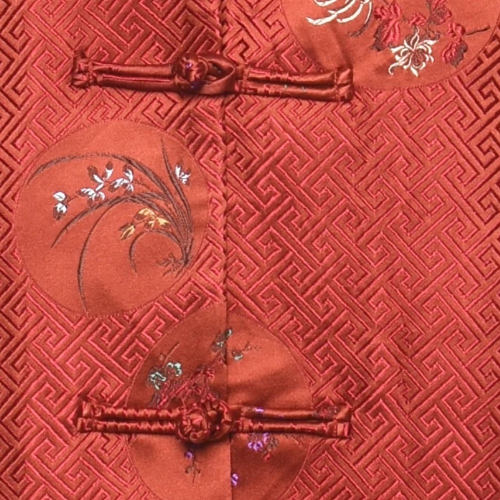 Asian Kimono Jacket Frog Closures Pointed Collar Long Sleeve Silk Blend Sz M - Picture 3 of 8